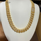 10mm Gold Tone Moissanite Miami Cuban Chain 22"